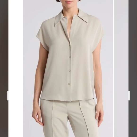 Vince Tops - Vince Cream Short-Sleeve Button Front Blouse